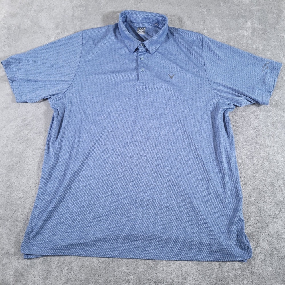 Callaway Shirt Mens 3XLT Blue Opti-Dri Polo Short Sleeve Textured Golf Stretch - Picture 2 of 8